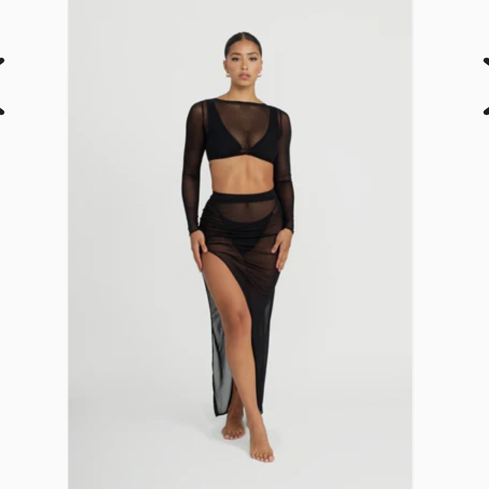 Riot Swim Black Sheer Cover-Up Skirt